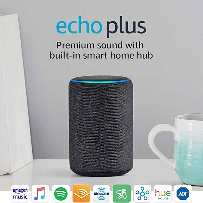 echo plus smart speaker with a hub.