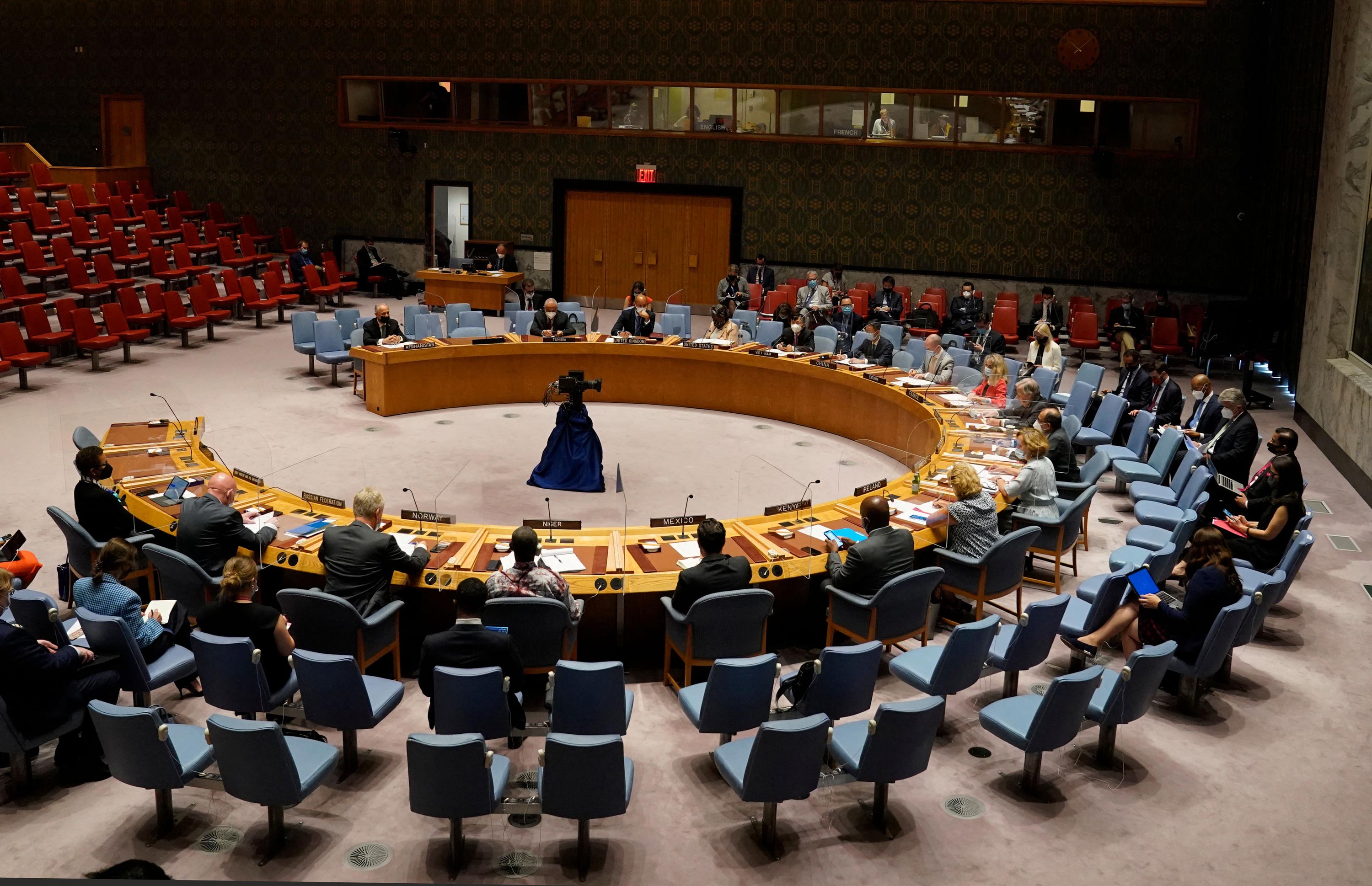 A United Nations Security Council meeting on Afghanistan is held on August 16 at the United Nations in New York.