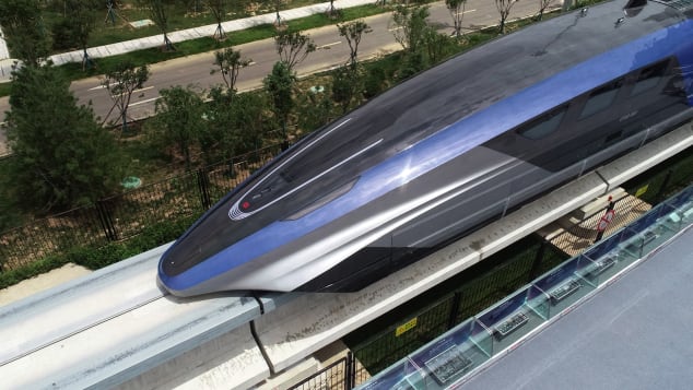 China's new maglev train is designed to reach speeds of 600 kilometers per hour. 