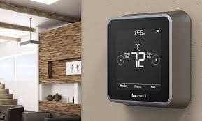 A smart thermostat in a home